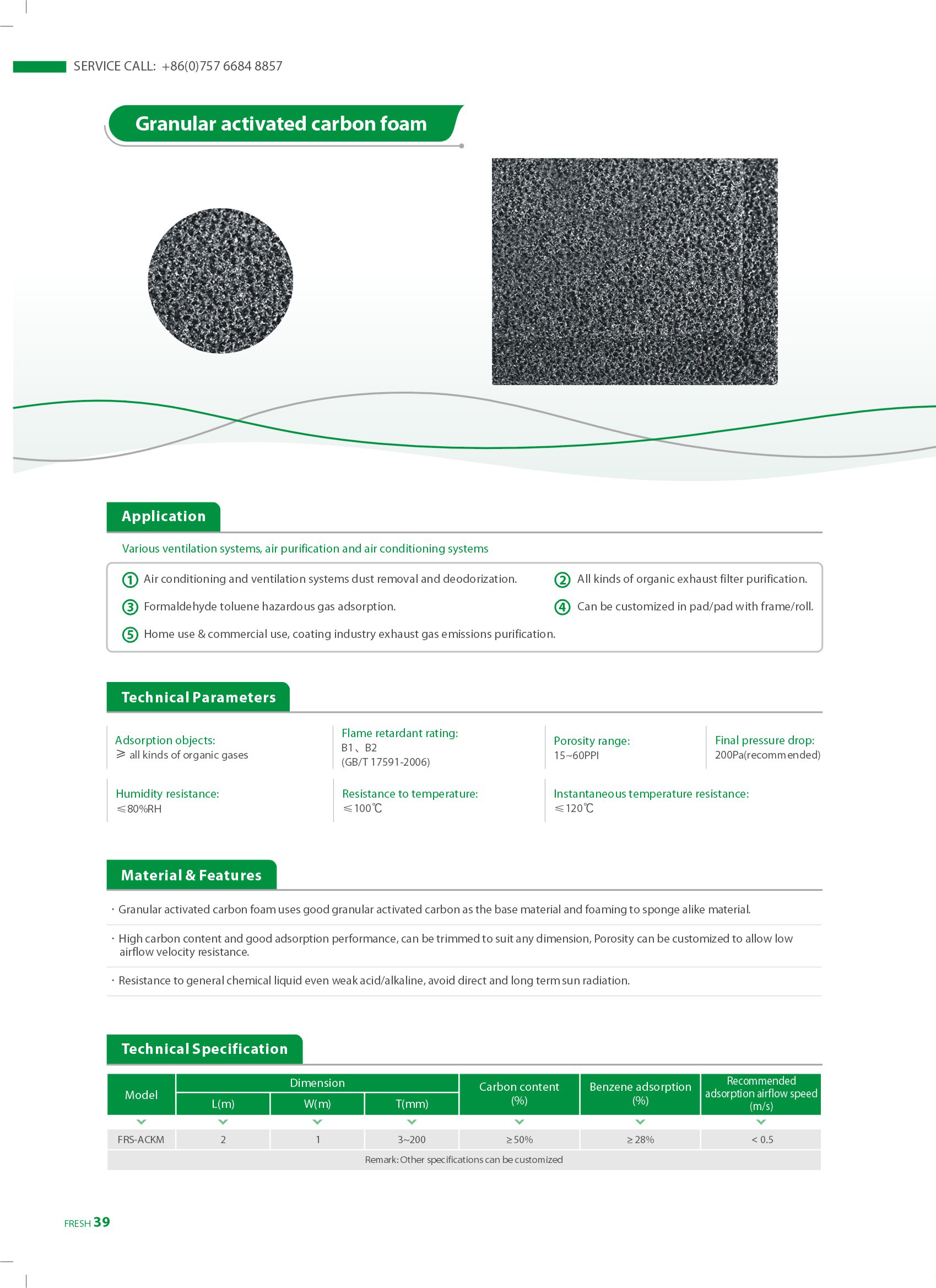 31-Espuma de carb&oacute;n activado granular